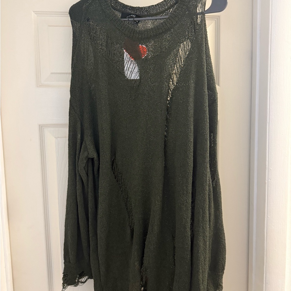Distressed Olive Green Sweater